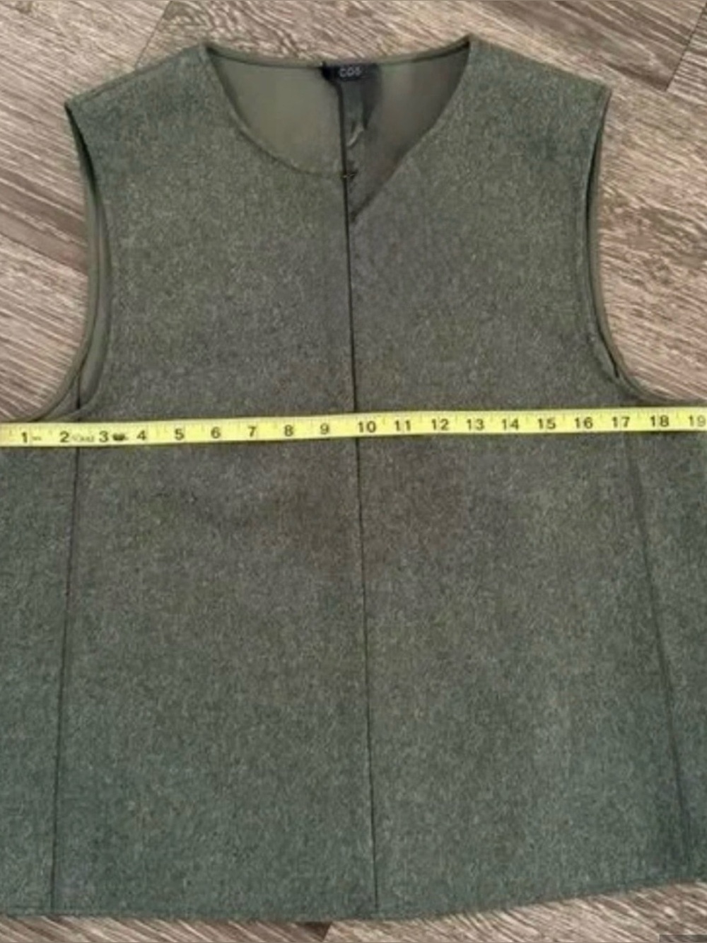 COS Olive Green Sleeveless Wool Blend Vest Size 10